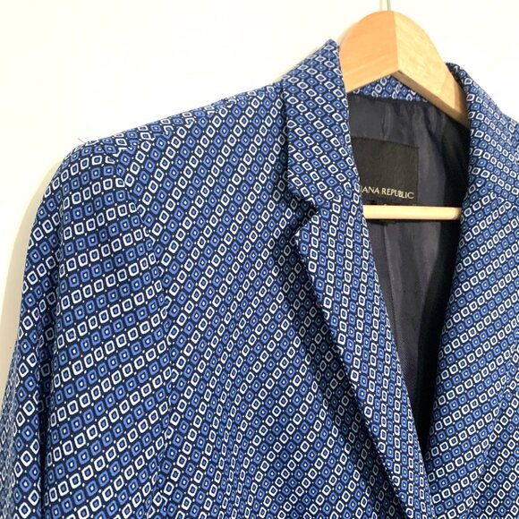 Banana Republic Womens Blue Patterned Blazer Size 6 Business Casual - Picture 3 of 14